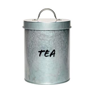 Boîte à café en relief galvanisé avec couvercle récipient de cuisine de ferme rustique vintage pot en acier pour affichage de comptoir - Product Image 2