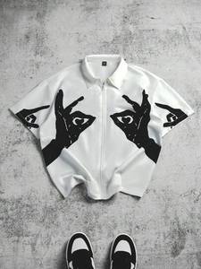 Camiseta de Hombre Personalizada de Estilo Urbano Vintage con Cuello de Cremallera, Camiseta de Verano Informal, Nueva Moda al por Mayor, Camisetas de Hombre con Serigrafía Personalizada - Product Image 5