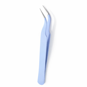 Professional Blue L Shape Lash Tweezers Volume Eyelash <b>Extension</b> Tool Precision Grip Easy Handling - Product Image 1