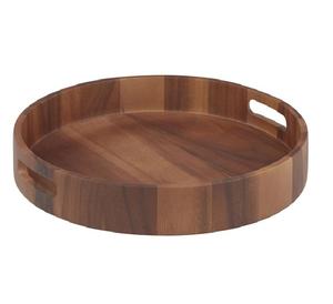 Bandeja de servicio de madera redonda ecológica de la más alta calidad para mesa de centro y decoración del hogar hecha a mano negro moderno de lujo - Product Image 1