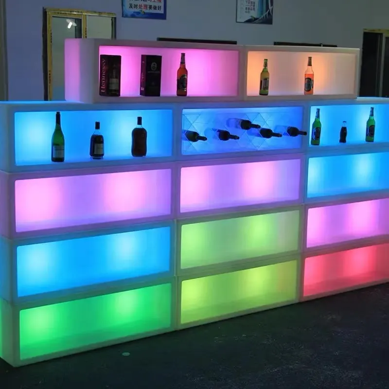 Colorful New Design LED Wine Bar Cabinet For Events Party Wedding Bar Furniture Display Rectangular Cabinet