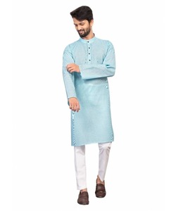 Ensemble de pyjama ThobeKurtavert pour homme de style Pathani pakistanais avec tissu en coton et col - Product Image 1