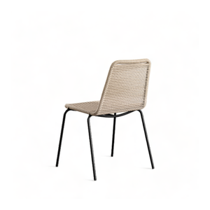 Silla de comedor de cuerda tejida de ratán de hierro posmoderna para cafetería y Hotel sillas plegables de restaurante de Metal de acero para jardín al aire libre - Product Image 5