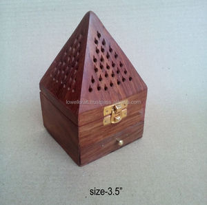 Pyramid <b>Wooden</b> Loban Burner Handcrafted Pyramid-Shaped Incense Burner Loban and Resin Incense Traditional <b>Wooden</b> Aromatherapy - Product Image 3