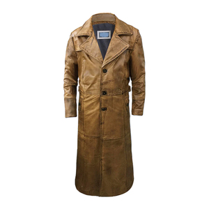 2025 Brown Genuine <b>Sheepskin</b> Leather Waterproof Down Filled <b>Men's</b> Overcoat SKY HIGH INTERNATIONAL - Product Image 2