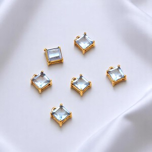 Tanzanite Quartz carré à facettes 8x6mm bijoux à bricoler soi-même plaqué or réglage fin pendentifs breloques connecteur fabrication de bijoux approvisionnement - Product Image 1