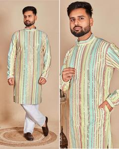 Georgette en coton épais Kurti avec fil à broder devant et derrière couverts des deux côtés - Product Image 3