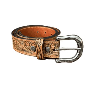 Handmade Cowboy Belt for <b>Men</b> Western Style Embossed Genuine Leather with Removable Tooled for Buckle - Product Image 2