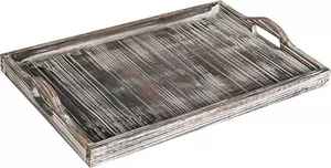 Bandeja de Madera de Pino para Servir Verduras y Alimentos, Diseño Rectangular Moderno, Bandeja Decorativa para Servir Frutas, Té y Alimentos con Asa - Product Image 5