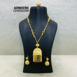New Online Fashion Jewellery Set Gold Plated <b>Necklace</b> All Type Features Floral Pattern Box Chain <b>for</b> Wedding Party Main Brass - Product Image 1