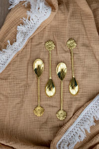 Cuchara de té, café y postre con diseño de flor pulida dorada personalizada a granel a bajo precio - Product Image 6