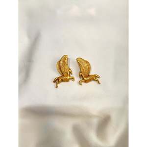 925 Sterling <b>Silver</b> Pegasus <b>Stud</b> & Drop Earrings Polished Gold with Pearl & Diamond for Wedding Party or Gift - Product Image 4