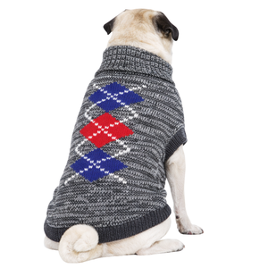 Grey Diamond Dog Sweater Soft Warm Pet Pullover Cozy Winter Knitwear for Small Medium Dogs Classic Pattern Stylish Wear - Product Image 2