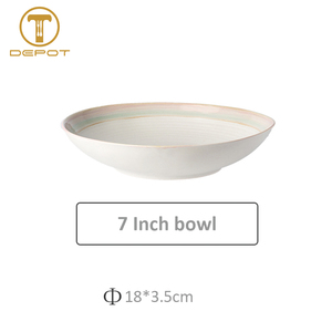 ชามเซรามิกทรงตื้นขนาด 7/8.5 นิ้ว ขอบไล่เฉดสี ขนาด 18-21.7 ซม. สำหรับร้านอาหารไทยและเอเชีย - Product Image 2
