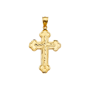 Colgante religioso de cruz cristiana chapado en oro amarillo de 14 quilates de alta calidad, accesorio de joyería de moda para hombres y mujeres, pulido alto - Product Image 1