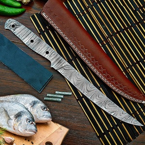 Couteau de pêche fait à la main en acier damas lame vierge pleine soie couteau de Camping à lame fixe couteau de randonnée cadeau pour elle - Product Image 6