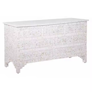 New Arrival <b>Grey</b> Floral Pattern Mother of Pearl Bedside Table Mother of Pearl Chest of Drawers Sideboard Dresser MOP <b>Cabinet</b> - Product Image 3