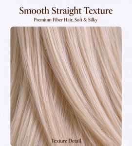 Peluca Larga y Lisa Rubio Claro, Fibra Premium, Línea de Cabello Natural, Suave y Sedosa, para Uso Diario - Product Image 6