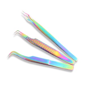 Nouvelle pince à cils professionnelle personnalisée avec logo, pour volume russe, à poignée diamantée et pointe en fibre, pour usage esthétique, pince d'isolation - Product Image 1