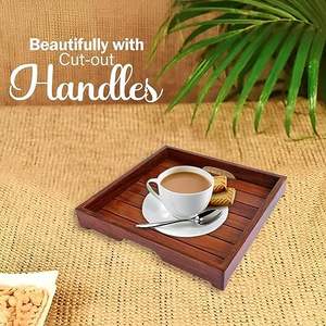 Proveedores al por mayor Bandeja de servicio de madera con asa y bandeja de servicio pulida natural para la venta por los exportadores indios - Product Image 4
