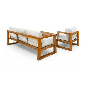 Juego de Sofás de Madera de Teca Sólida con Mesa de Centro Cuadrada para Patio Moderno, Hotel, Resort y Muebles de Salón - Product Image 3