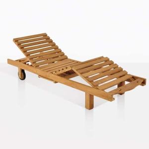 Patio ensembles de jardin transat chaise longue pliante extérieure meubles en bois teck double chaise - Product Image 2