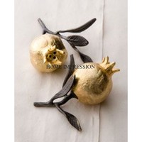 Nouvelle Arrivée Motif Grenade Design Feuilles Blanches en Aluminium Plaqué Or Revêtu de Poudre Écologique pour Sel