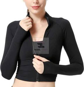 Wholesale Full Zip up <b>Jacket</b> for <b>Women</b> Long Sleeve Sports Yoga Gym Top - Product Image 4