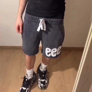 Pantalones Cortos Unisex de Algodón Francés Personalizados 100% Tendencia 2026, Estilo Casual, Apliques Bordados, Cordones Largos - Product Image 5