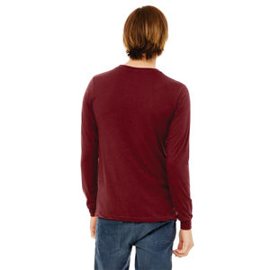 T-shirt à manches longues Cardinal Heather: 52% Airlume coton peigné, mélange 48% poly pour un confort et un style audacieux - Product Image 3