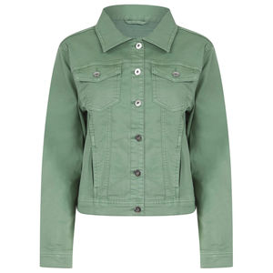 New Arrival 2025 Women's 100% Cotton Long Length <b>Green</b> <b>Denim</b> <b>Jacket</b> with Vintage Distress Style Women's <b>Denim</b> <b>Jackets</b> & Coat - Product Image 1