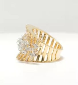 14K Solid Gold Marquise Cut Lab Grown Diamond <b>Ring</b> Wide Band Cocktail <b>Ring</b> Dual Tone Cluster <b>Statement</b> Jewelry Gift <b>for</b> Her - Product Image 4