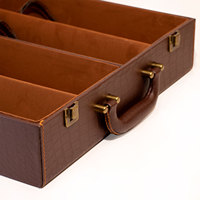 Étui de transport pour 4 bouteilles de vin de qualité supérieure, en cuir texturé crocodile marron, boîte de rangement pour vin, idéal pour offrir en cadeau