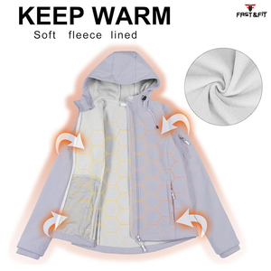 Factory Made Hooded Quilted Printed Knitted Soft Shell Windbreaker <b>Lightweight</b> Hiking <b>Ladies</b> Running <b>Jackets</b> - Product Image 5