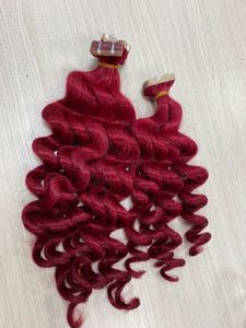 100% Vierge Réel Brésilien Remy Extensions De Cheveux Corps Ondulé Vague Rouge Couleur Aucun Emmêlement Aucune Perte 100g Par Paquet - Product Image 2