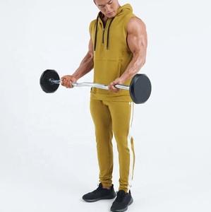 Camiseta sin mangas de verano 100% de algodón personalizada para hombre, Sudadera con capucha para entrenamientos de culturismo, sólido para púrpura, media cremallera, cuello con capucha - Product Image 2