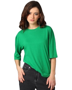 เสื้อยืดผู้หญิงแขนสั้นเปิดไหล่สีทึบสีล้วนสำหรับฤดูร้อนดีไซน์ใหม่ - Product Image 1