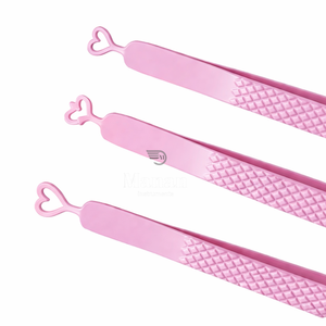 Pink Eyebrow Tweezers Set Precision Stainless Steel <b>Pointed</b> Angled Curved Beauty Hair <b>Removal</b> Tweezers - Product Image 4
