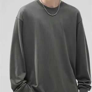 เสื้อยืดคอกลมแขนยาวสำหรับผู้ชายผ้าฝ้าย100% 260สีทึบทรงโอเวอร์ไซส์ออกแบบได้ตามต้องการ - Product Image 2