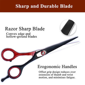 Kit de tijeras de adelgazamiento de peluquero de acero inoxidable, hermosos kits de peluquero de Color negro y rojo con reposapiés ajustable - Product Image 5