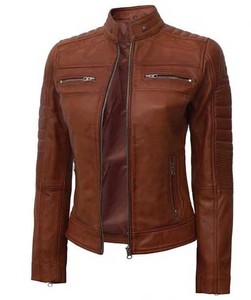 Veste de motard en cuir véritable pour femme, en velours côtelé, unie, légère, écologique, manches longues, vêtements d'hiver - Product Image 4