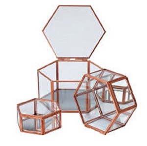 Hexagon Brass Glass Jewelry <b>Box</b> Gold Geometric <b>Keepsake</b> <b>Box</b> Wedding Ring Bearer <b>Box</b> Clear Glass Decorative Trinket <b>Box</b> Organizer - Product Image 6