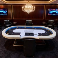 Table de jeu de poker professionnelle en bois de luxe de 8 pieds pour 10 joueurs, avec lumière LED et RFID, pour le blackjack, le casino, le Texas Hold'em