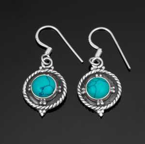 Pendientes Colgantes de Plata de Ley 925 Chapados en Oro Turquesa, Diseño de Diseñador, Regalo de Cumpleaños o Aniversario para Mujeres y Niñas, Natural - Product Image 1
