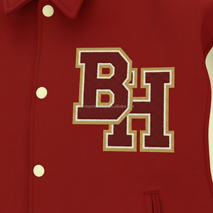 Chaqueta universitaria de lana Premium 450 GSM cuerpo de lana con mangas de cuero genuino Logotipo de chenilla personalizado bordado chaqueta universitaria para mujer - Product Image 6