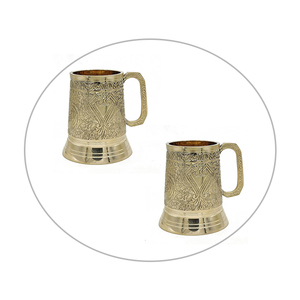 Premium Embossed Metal Goblet Mug with Handle | Antique Finish Decorative <b>Cup</b> | Vintage Style Drinkware <b>for</b> Home Party Gift Use - Product Image 1