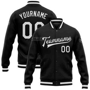 Chaqueta de Béisbol de Algodón Personalizada para Hombre al por Mayor con Cuello Alto y Logotipo Bordado Personalizado para Ropa Deportiva Universitaria - Product Image 3