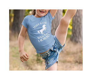 เสื้อยืดสำหรับสาวน้อยขี่ม้าคนรัก,เสื้อยืดผ้าฝ้าย100% Little Rider Equestrian พร้อมโลโก้แบรนด์ที่กำหนดเอง