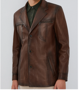 Nueva chaqueta de cuero 2025, chaquetas de cuero de alta calidad para hombres, chaqueta de cuero personalizada a la moda para hombres desgastados - Product Image 6