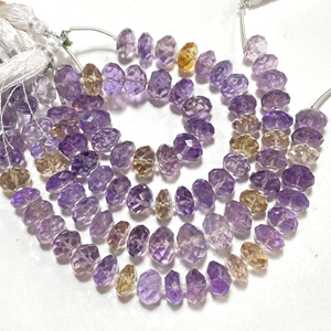 Perles amétrine à facettes en forme de rondellel, perles de pierres précieuses naturelles de qualité AAA, boutique de perles en gros - Product Image 3